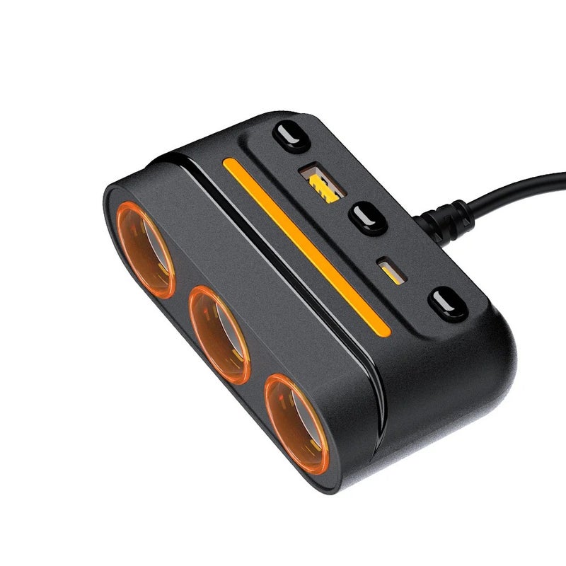 Bluejw 12-24V Car Charger Adapter: 3-Socket Splitter with Independent Switch, Colorful Lights, USB & Type-C Ports - Automobile Charger for Cars & Trucks - Image 2